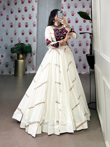 Navratri Vibes Mirror Gamthi Lehenga Choli Set with Embroidered Touch Ready to Wear Navratri Lehnega Choli