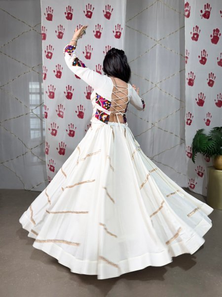 Navratri Vibes Mirror Gamthi Lehenga Choli Set with Embroidered Touch Ready to Wear Navratri Lehnega Choli