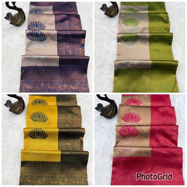 Navy Blue Banarasi Silk Saree With Lotus Zari Pallu Premium Traditional Look Banarasi Saree Wholesale