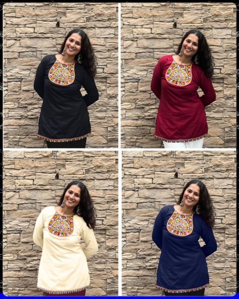 Navy Blue Festival Kurti in Heavy Rayon with Mirror Detailing Ready to Wear for Navratri 2025 Navratri Collection