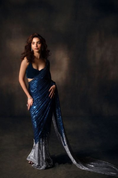 Navy Blue Georgette Saree with Heavy Work for Special Occasions at Wholesale Price Bollywood Fancy Sarees Wholesale