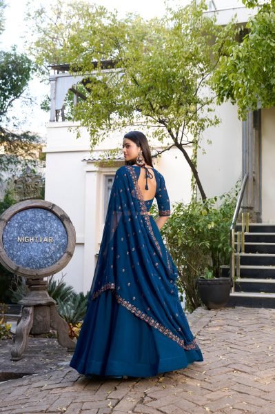 Navy Blue Georgette Sequins Work Party Wear Traditional Lehenga Choli Designer Lehenga Choli