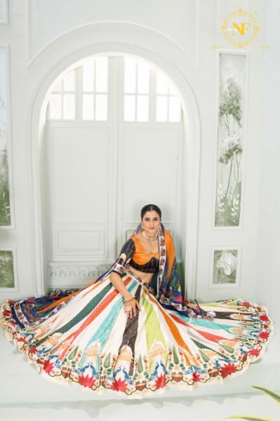 Nazaakat Gota Satin Printed Lehenga Choli Set Perfect for Navratri Nights Navratri Lehnega Choli