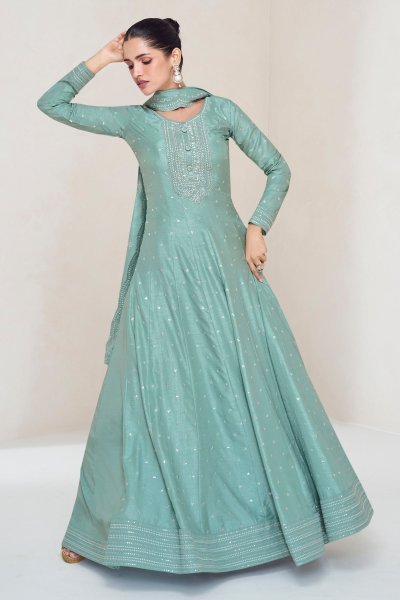 New  Anarkali Gown Suit For Indian Festivals   Weddings   Embroidery Work Anarakali Gown Wholesale