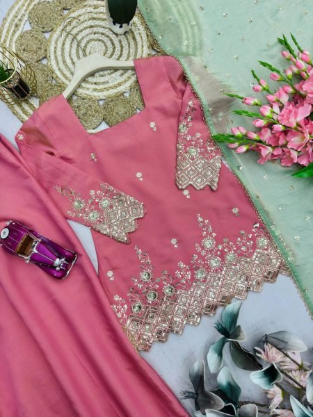 New Arrival Baby Pink Sharara Kurti Set with Embroidery for Special Occasions Ready To Wear Collection
