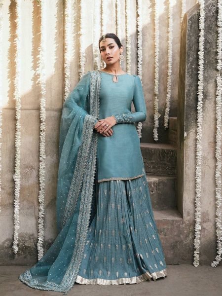New Arrival Eid Special Design Heavy Faux Georgette Embroidered Sharara Palazzo Set Best Wholesale Rate 