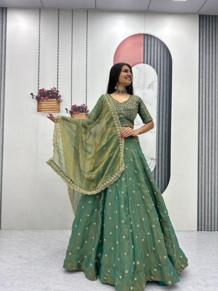 New Arrival Green Heavy Lehenga Choli for Women at Wholesale Price  Lehenga