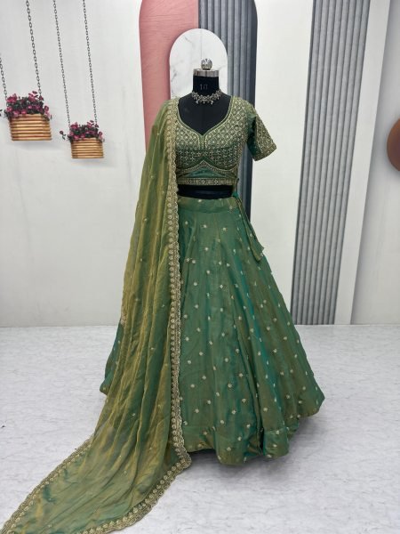 New Arrival Green Heavy Lehenga Choli for Women at Wholesale Price Designer Lehenga Choli