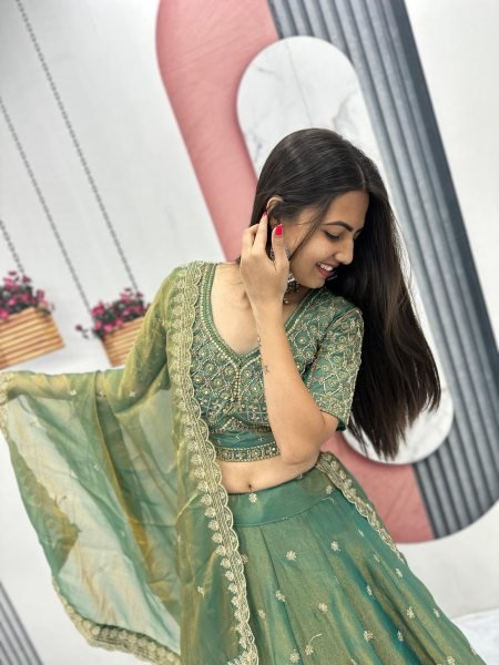 New Arrival Green Heavy Lehenga Choli for Women at Wholesale Price Designer Lehenga Choli