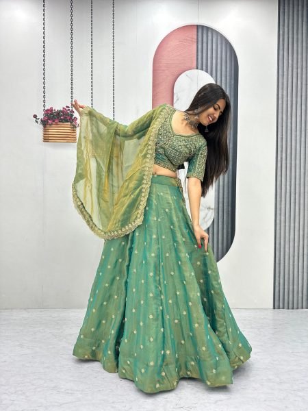 New Arrival Green Heavy Lehenga Choli for Women at Wholesale Price Designer Lehenga Choli