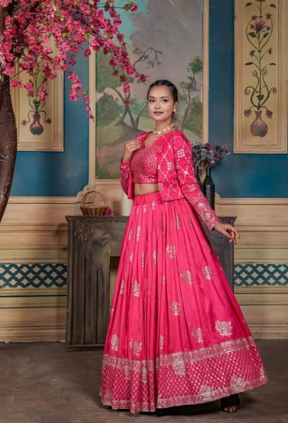 New Arrival Heavy Chanderi Cotton Lehenga Choli With Jacket  Designer Lehenga Choli