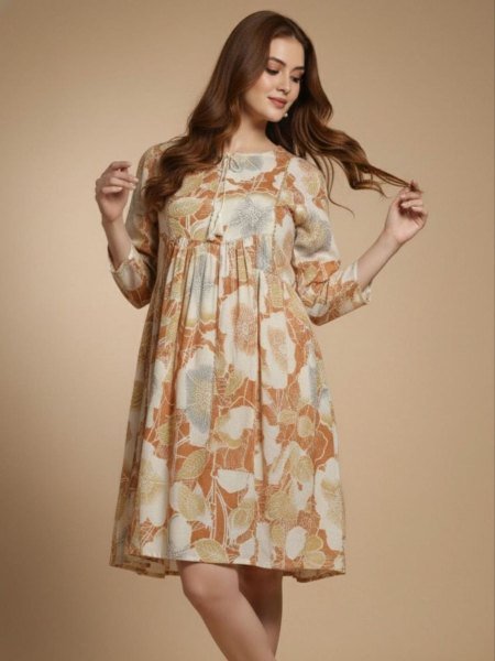 New Arrival Mustard Yellow Cotton Printed Kurti for Summer Collection Kurtis