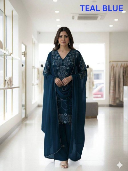 New Arrival Pakistani Style Georgette Party Wear Palazzo Dress Set Bulk Wholesale Collection Ready To Wear Collection