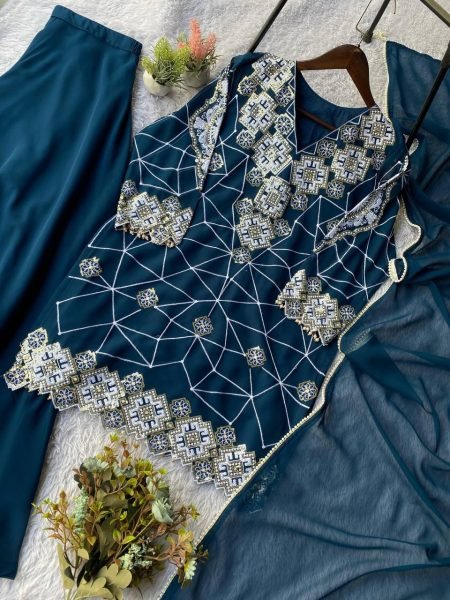 New Arrival Pakistani Style Georgette Party Wear Palazzo Dress Set Bulk Wholesale Collection Ready To Wear Collection