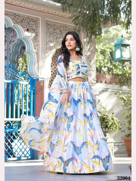 New Arrivals Multicolor Slim Georgette Silk Ready Made Jacket Style Lehenga Choli   Designer Lehenga Choli