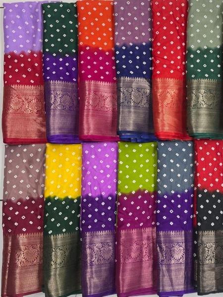 New Collection Bandhej Saree – Pure Dola Silk with Original Jacquard Pattu Borders Bandhej Sarees Wholesale