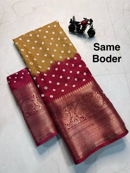 New Collection Bandhej Saree – Pure Dola Silk with Original Jacquard Pattu Borders Bandhej Sarees Wholesale