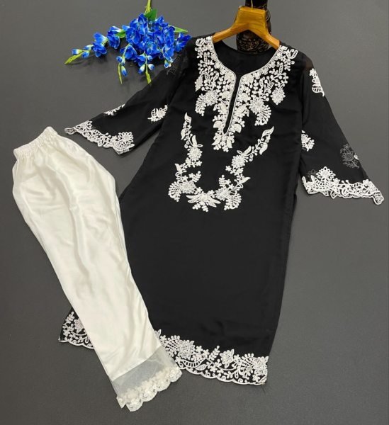 New Collection Chikankari Floral Embroidered Kurta Set For Women  Girls Lucknowi Chikankari Kurtis Wholesale