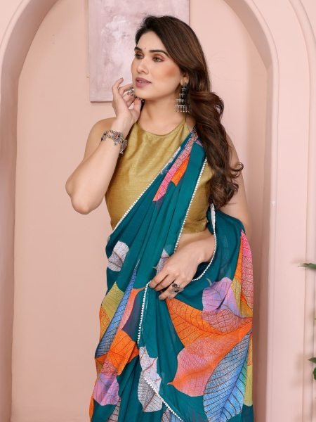 New Collection Designer Printed Saree with Banglori Silk Blouse Wedding & Casual Wear at Manufacturer Rate Georgette Sarees Wholesale