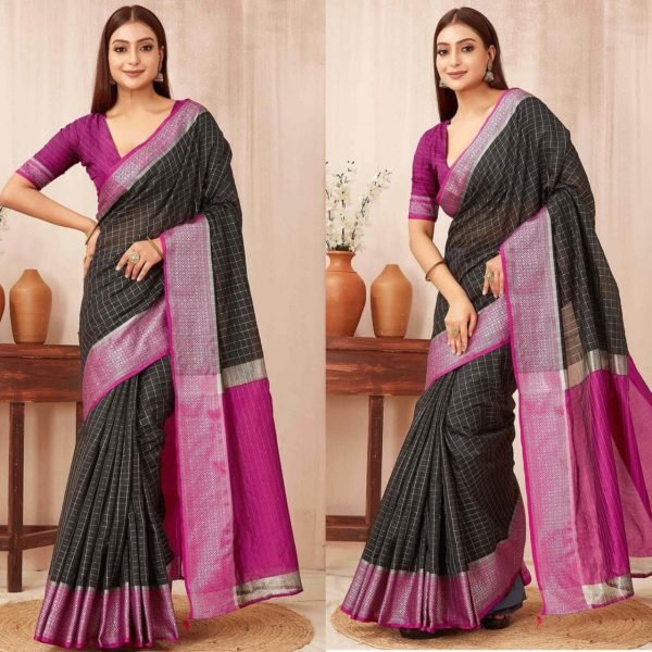 New Collection Grey   Pink Jacquard Silk Saree Best Price Banarasi Saree Wholesale