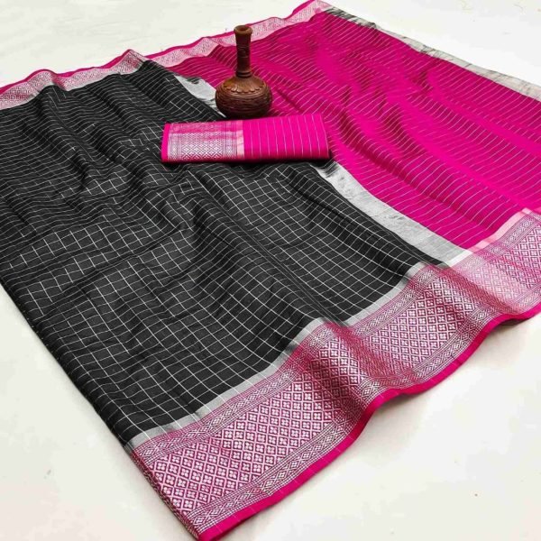New Collection Grey   Pink Jacquard Silk Saree Best Price Banarasi Saree Wholesale