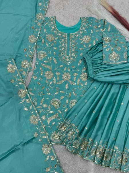 New Collection Ready To Wear Pure Chinon Silk Embroidered Suit Manufacturer In Surat Ready To Wear Collection