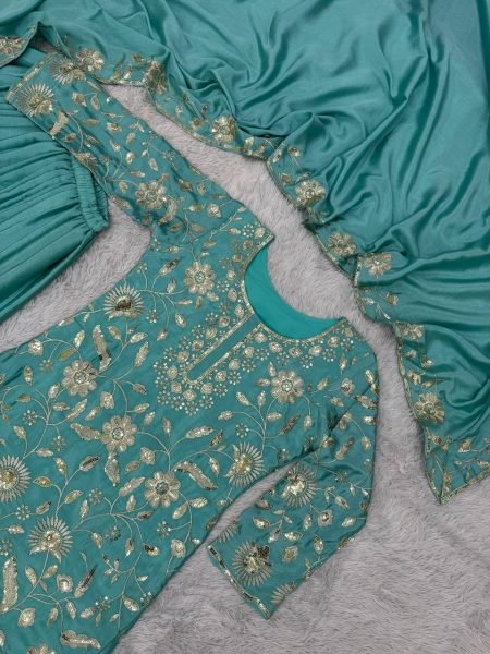 New Collection Ready To Wear Pure Chinon Silk Embroidered Suit Manufacturer In Surat Ready To Wear Collection