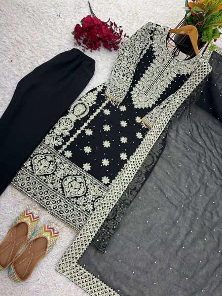 New Color - Black Georgette Readymade Pakistani Suit at Wholesale Rate Ready To Wear Collection