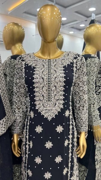 New Color - Black Georgette Readymade Pakistani Suit at Wholesale Rate Ready To Wear Collection