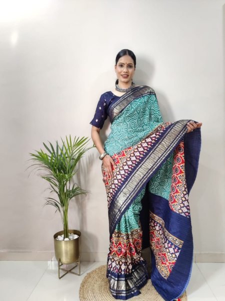 New Crush Dola Silk with Border Foil Work Saree Silk Sarees Wholesale