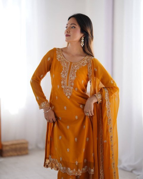 New Design Includes Shiny Yellow Silk Suit Wholesale Readymade Collection Kurti Dealer Ready To Wear Collection