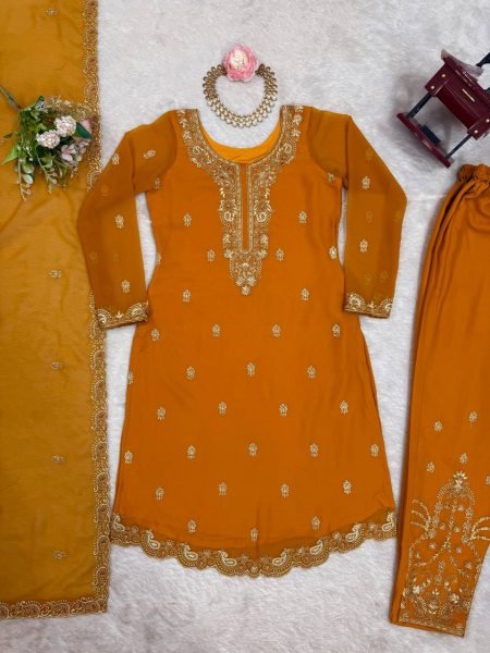New Design Includes Shiny Yellow Silk Suit Wholesale Readymade Collection Kurti Dealer Ready To Wear Collection