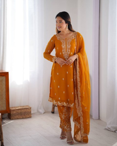 New Design Includes Shiny Yellow Silk Suit Wholesale Readymade Collection Kurti Dealer Ready To Wear Collection