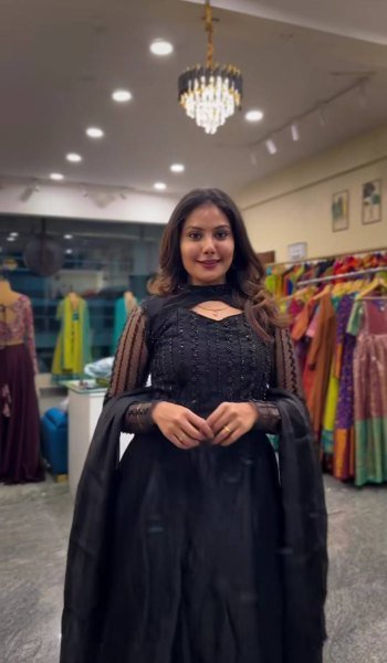 New Designer Anarkali Suit Heavy Faux Georgette with Embroidery & Sequence Work Ready-to-Wear  Anarkali Kurtis 