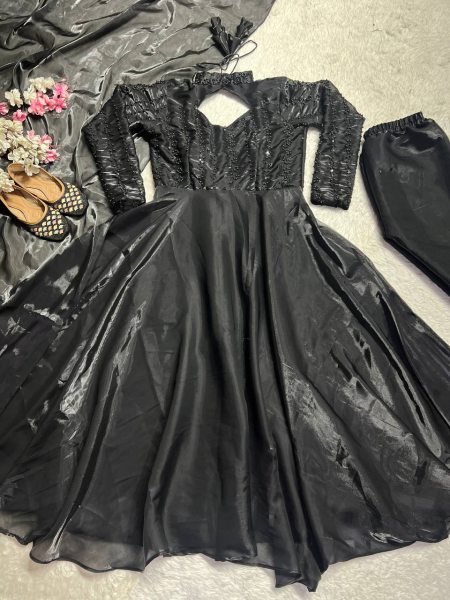 New Designer Anarkali Suit Heavy Faux Georgette with Embroidery & Sequence Work Ready-to-Wear  Anarkali Kurtis 