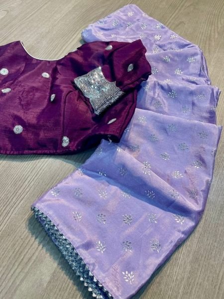 New Designer Chiffon Saree With Embroidery Work  