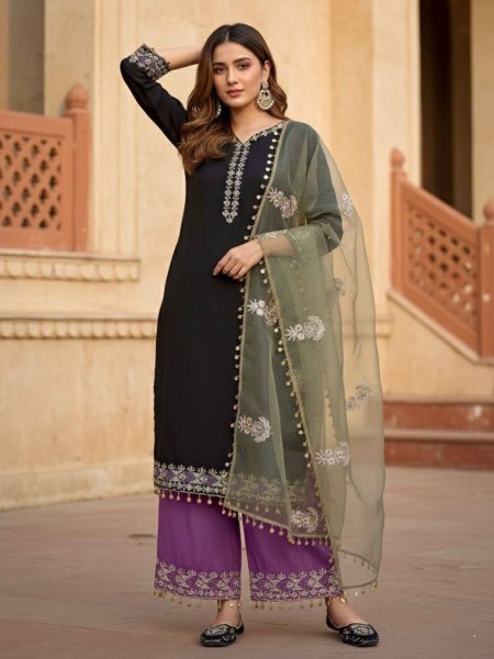 New Designer Eid Special Heavy Embroidery Sequence Work 3 Piece Suit Set Wholesale Rate Eid Ramadan 