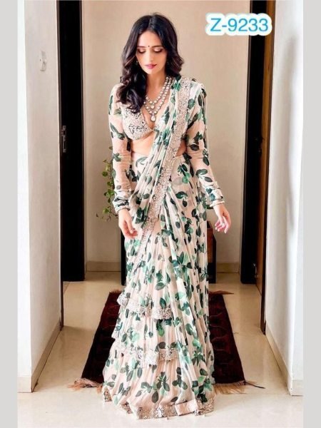 New Designer Georgette Ready To Wear Saree  Ready To Wear Saree 