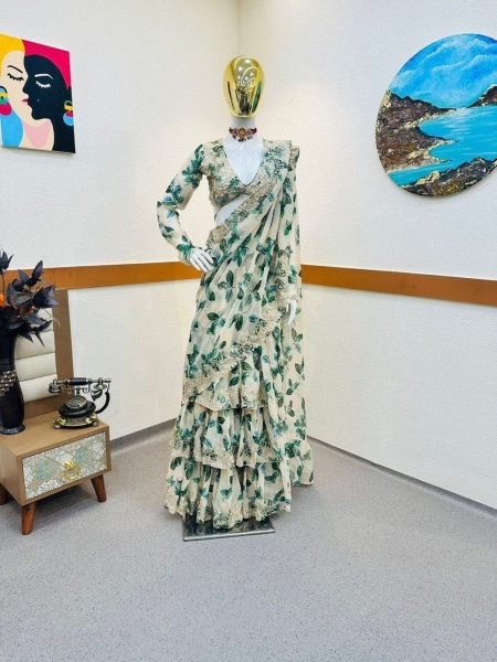 New Designer Georgette Ready To Wear Saree  Ready To Wear Saree 