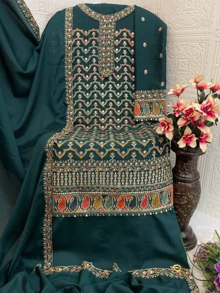 New Designer Kurta Set in Plus Size Chinon Fabric with Sequin Stitch Embroidery for Weddings Export Quality Designer Plazzo Salwar Suits Wholesale