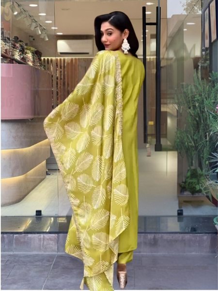 New Designer Lemon Yellow Kurta, Pant & Dupatta Set for Women  Straight Cut Long Kurtis