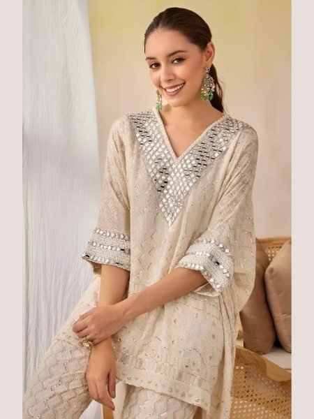 New Designer Lucknowi Chikankari work Kaftan  Kaftan 