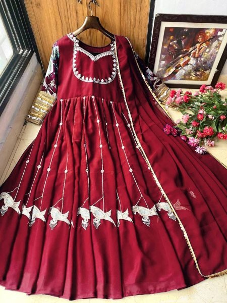 New Designer Party Wear Look Heavy Embroidery Sequence Work Gown Ready To Wear Collection