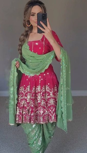 New Designer Party Wear Look Top  Dhoti Salwar and Dupatta Ready To Wear Collection