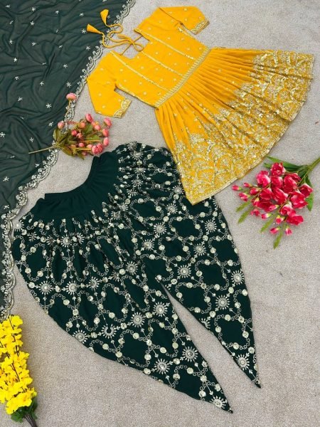 New Designer Party Wear Look Top  Dhoti Salwar and Dupatta Ready To Wear Collection