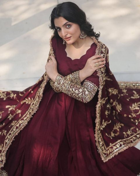 New Designer Party Wear Maroon Faux Georgette Gown with Full Heavy Embroidery Sequence Ready to Wear Anarkali Kurtis 