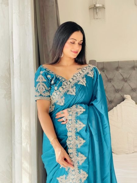 New Designer Saree Collection Online Premium Chinon Silk at Best Price Embroidery Sarees Wholesale