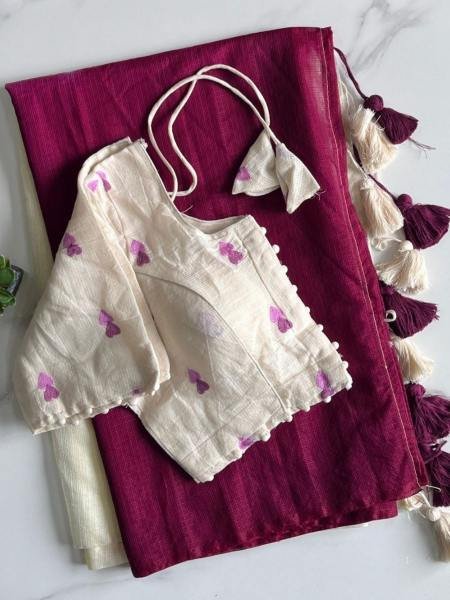 New Dual Shade Kota Doriya Saree with Embroidered Stitched Blouse Sarees 