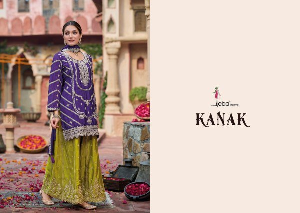 New Eba Kanak Collection Readymade Chinon Embroidery Suit with Palazzo Heavy Dupatta Designer Plazzo Salwar Suits Wholesale