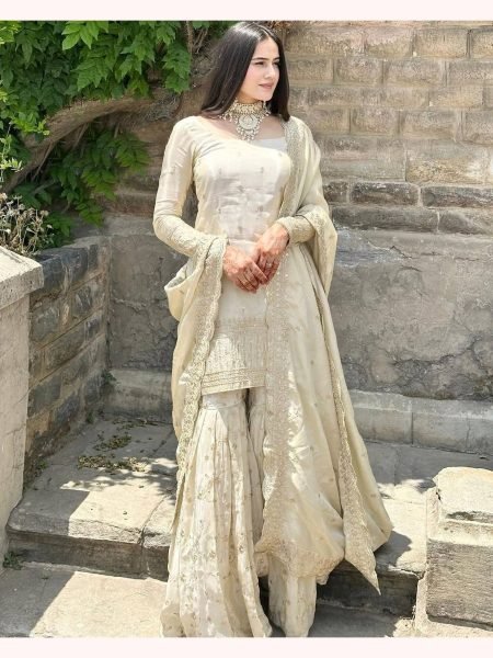 New Eid Collection In Pure Chinnon With Heavy Embroidery Sequence Work Suits  Ready To Wear Collection